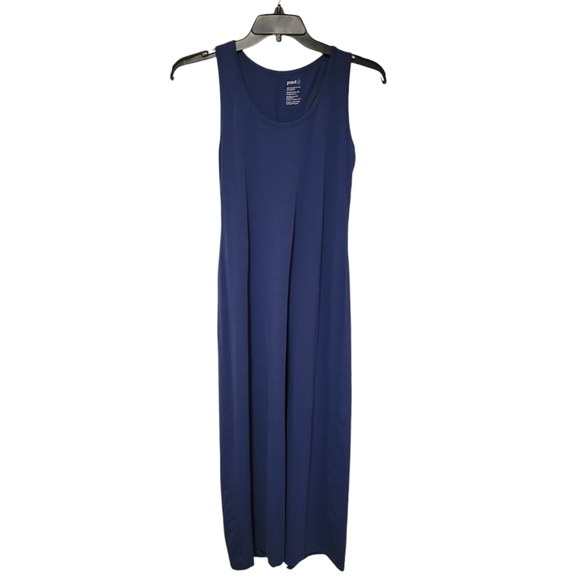 Pact Organic Cotton Women's Maxi Dress Sleeveless Racerback Medium Navy Blue - Picture 2 of 10